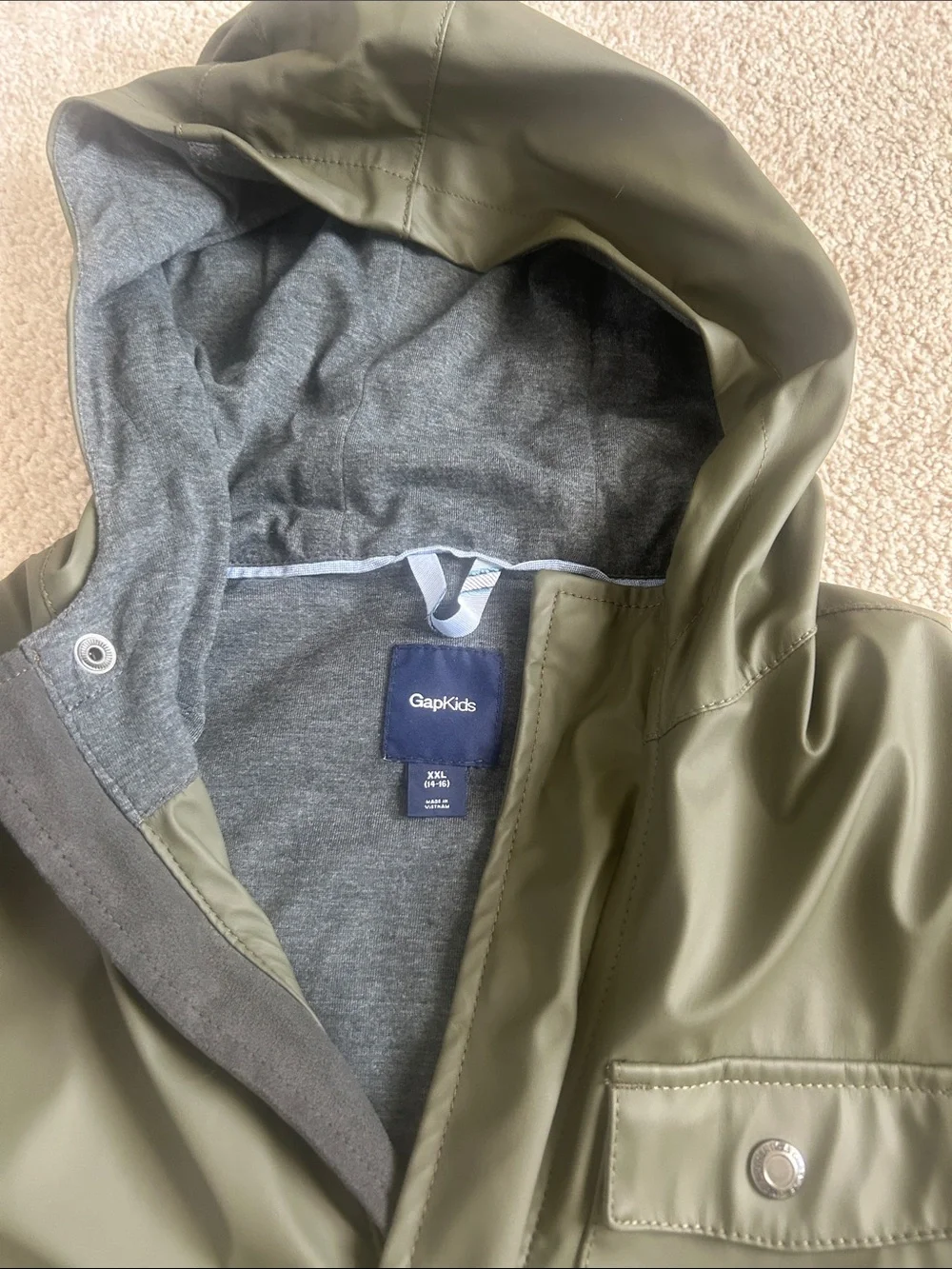 Kids Gap Olive Green Hooded Raincoat
